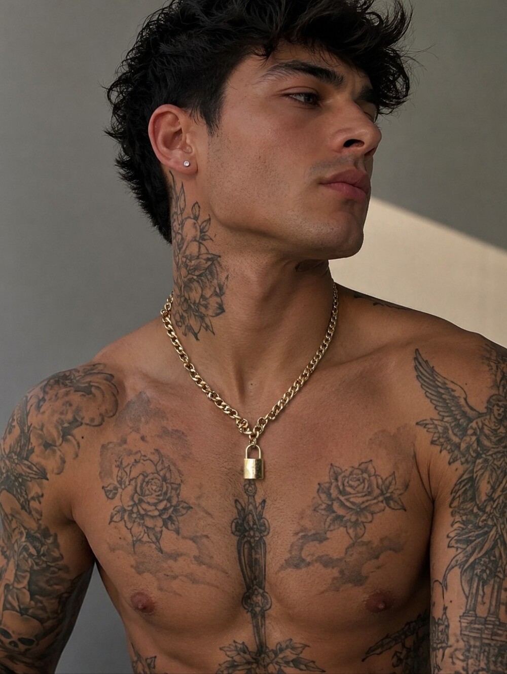 Gold-Tone Padlock Chain Necklace